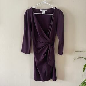 Diane von Furstenberg Oletta Faux Wrap Dress Womens 10 Purple Classic DVF Style